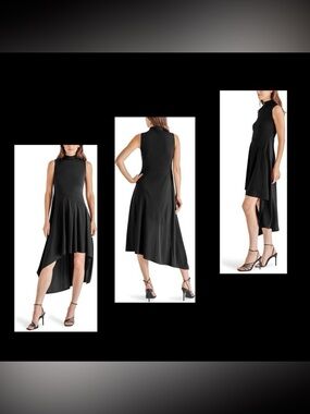 Steve Madden black mock neck sleeveless dress with asymmetrical hem size M